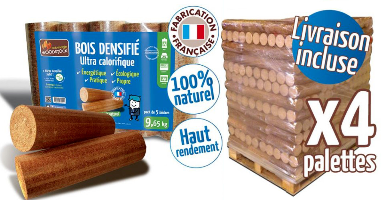 Woodstock Pressbriketts – 4 Paletten · 416 Säcke à 5 Stück
