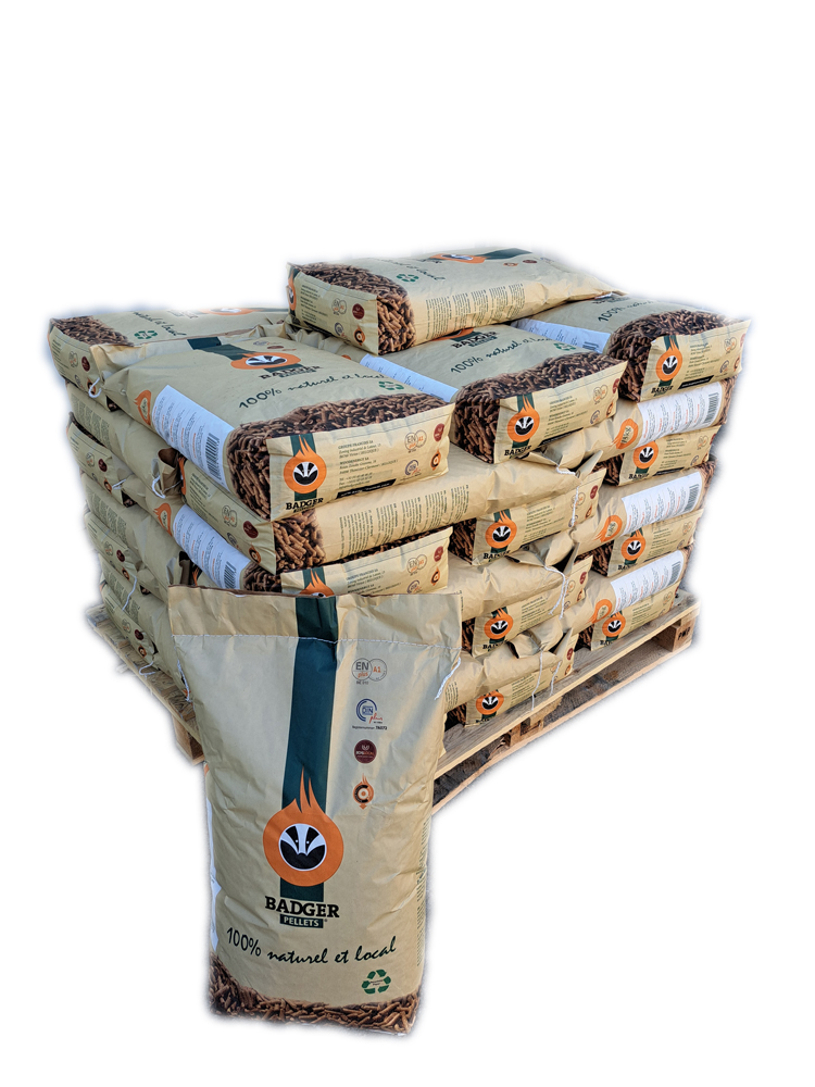 Badger Holzpellets – halbe Palette, 36 Säcke à 15 kg (540 kg)