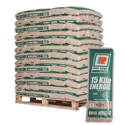Van Roje Holzpellets Nadelholz DINplus – 65 Säcke à 15 kg (975 kg)