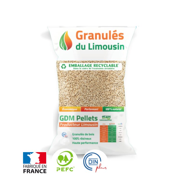 GDM Holzpellets DINplus PEFC – 72 Säcke à 15 kg, 1.080 kg