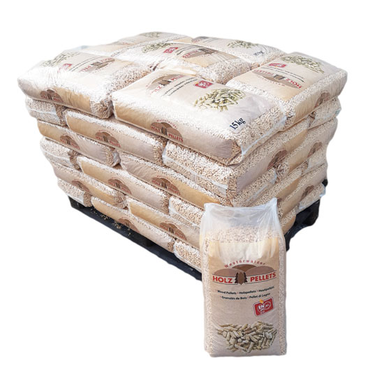 Westerwälder Holzpellets – Halbpalette 36 Sack à 15 kg (540 kg)