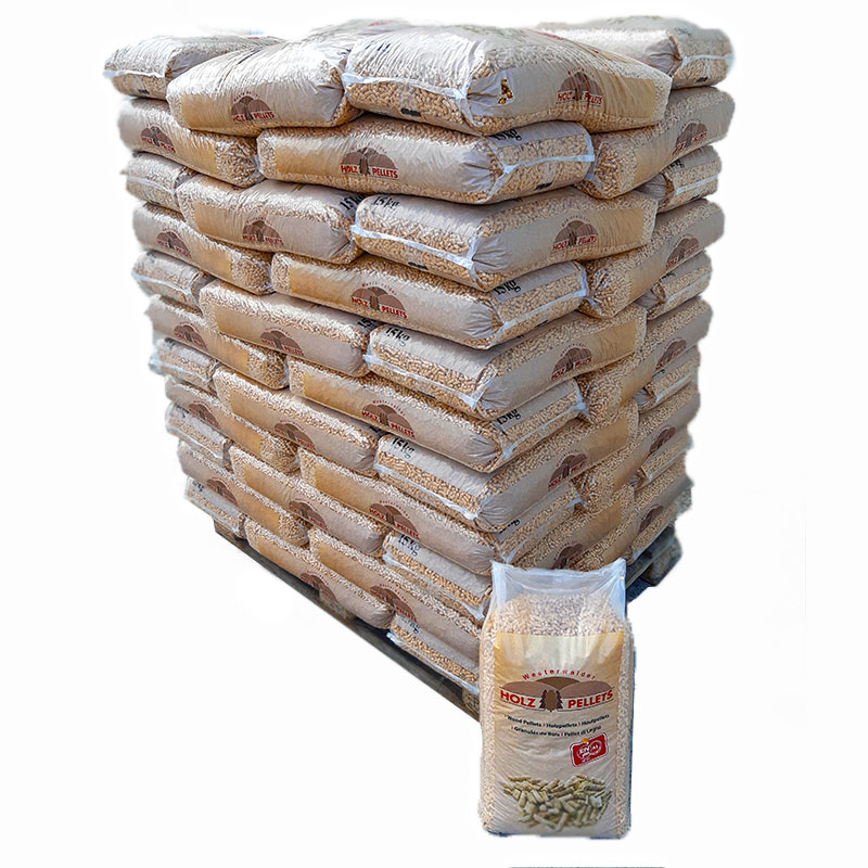 Westerwälder Holzpellets – Vollpalette 66 Sack à 15 kg (990 kg)