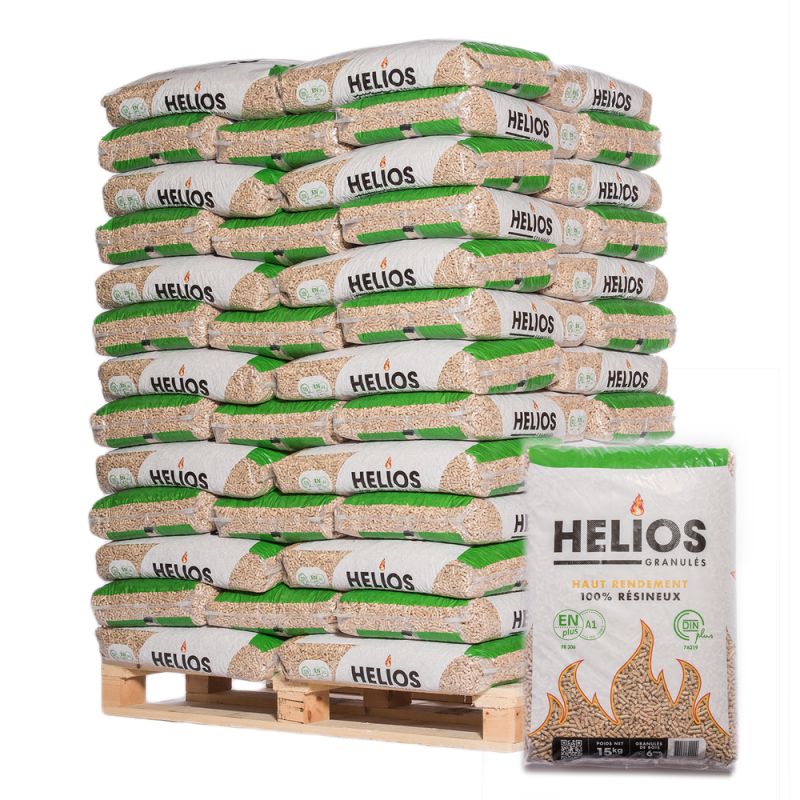 Helios Holzpellets – Palette 975 kg, 65 Säcke à 15 kg