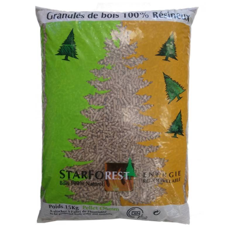 Starforest Holzpellets DINplus – 70 Sack à 15 kg (1.050 kg)