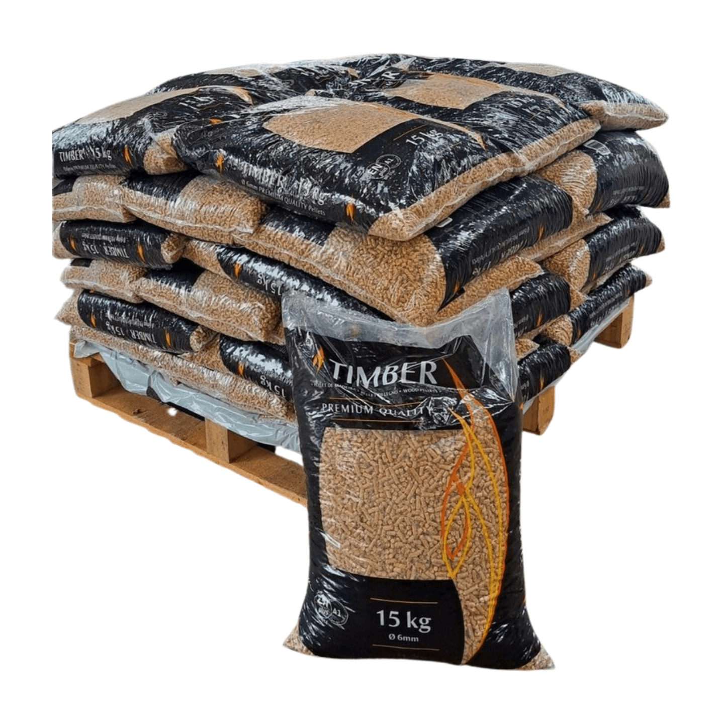 Timber Holzpellets Halbpalette – 36 Säcke à 15 kg, 540 kg