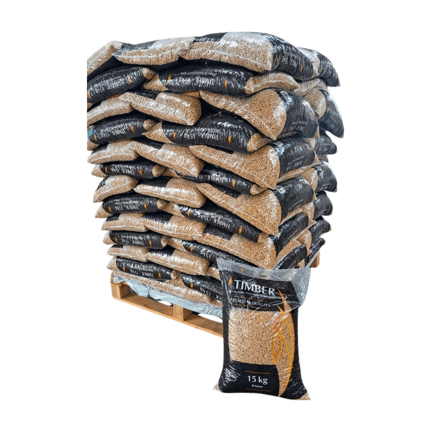 Timber Holzpellets – Vollpalette 78 Sack à 15 kg (1.170 kg)